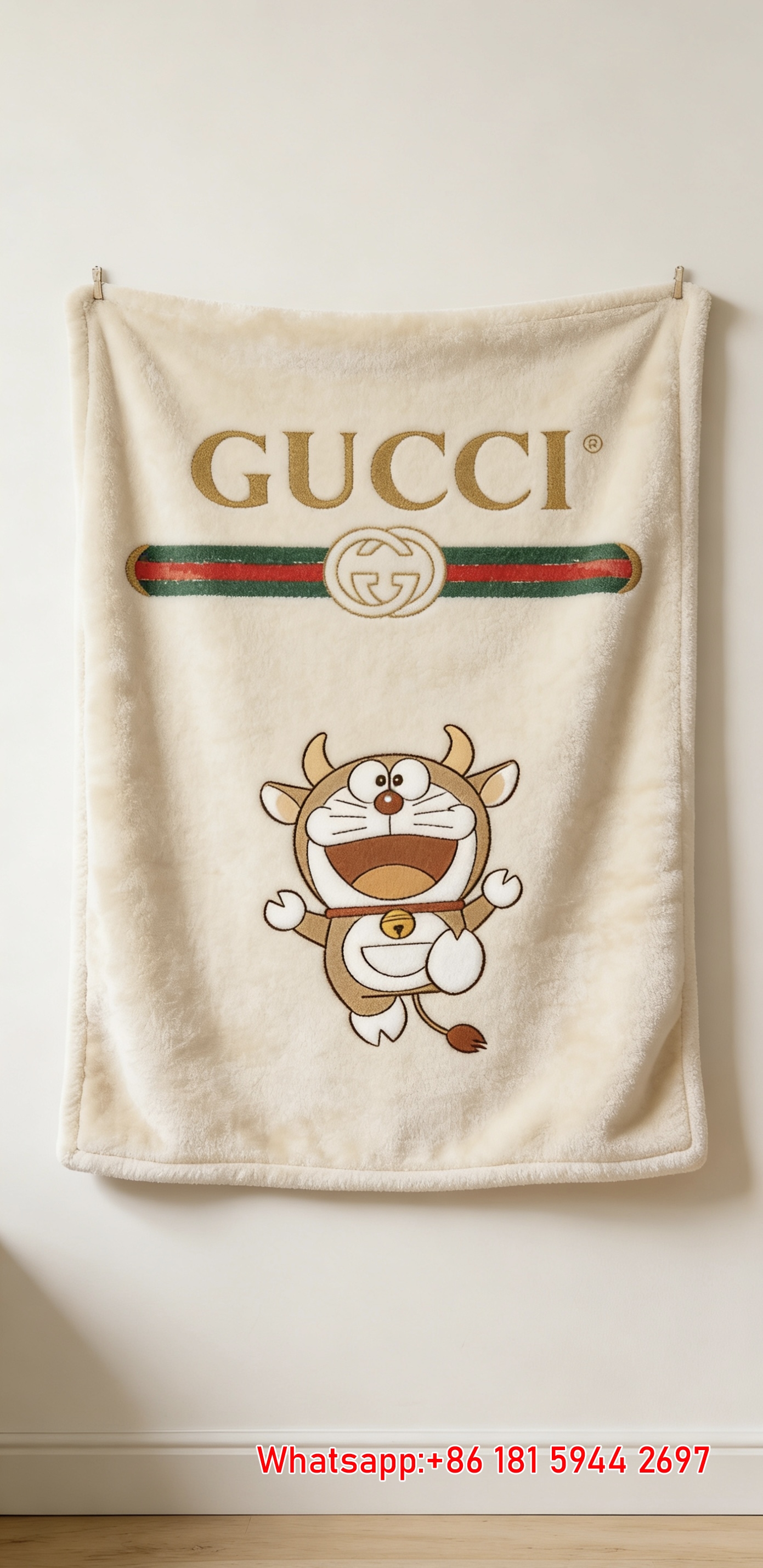 Gucci x Doraemon Year of the Ox Cream Throw blankets IMG_2835
